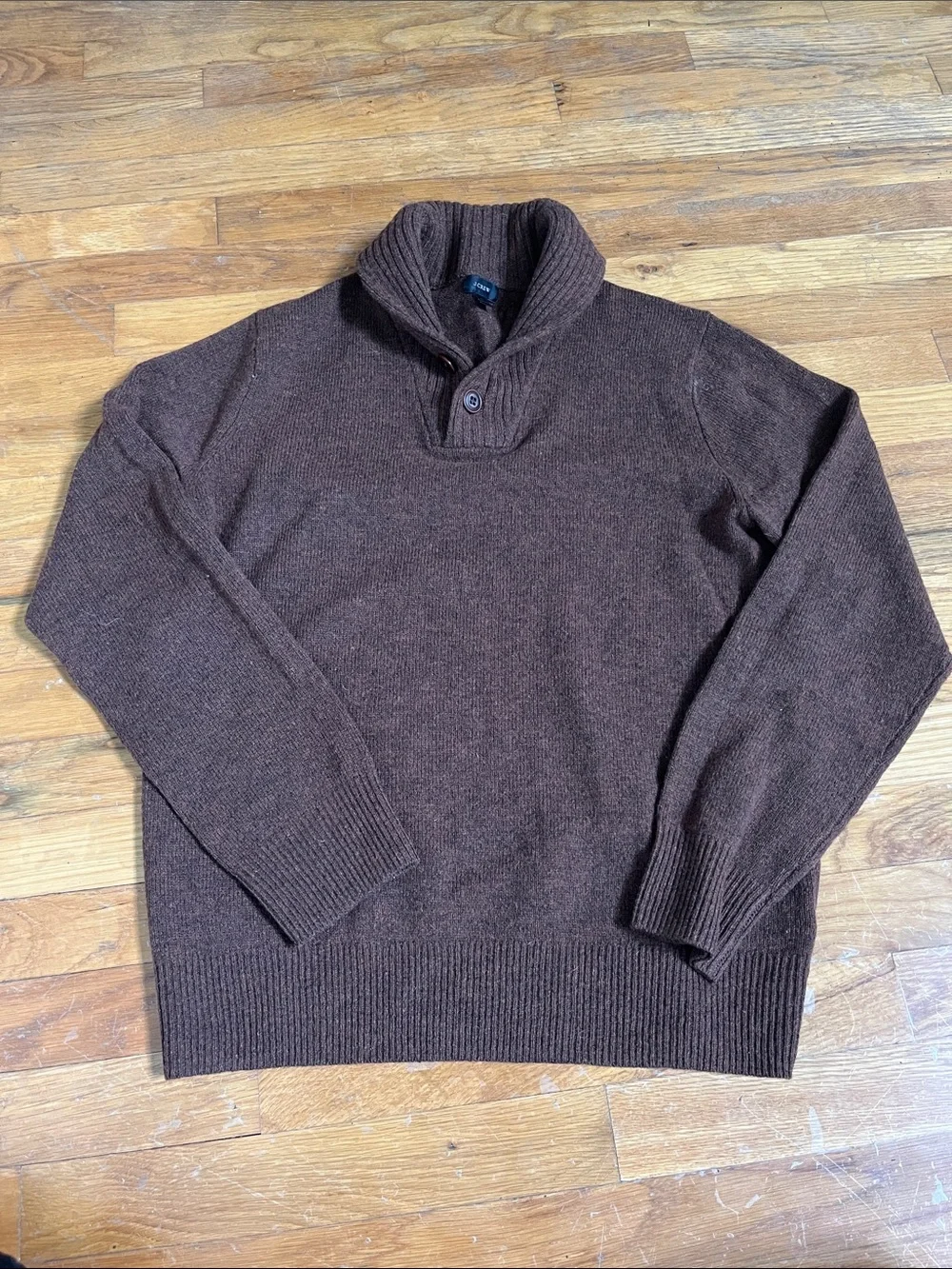 JCrew Wool Brown Shawl Collar Button Sweater